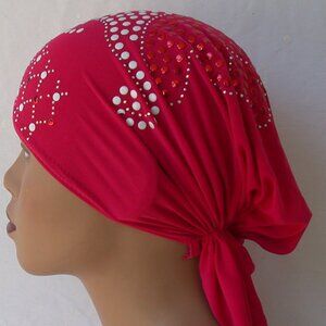 Pink Stud Fashion Cap Slip On Bonnet Hijab Undercap #2